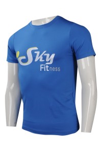 T738 訂制圓領短袖T恤 設計圓領短袖T恤 澳門  Sky fitness 健身教練T恤制服公司 非牟利社團 民間社團組織 合營組織   藍色